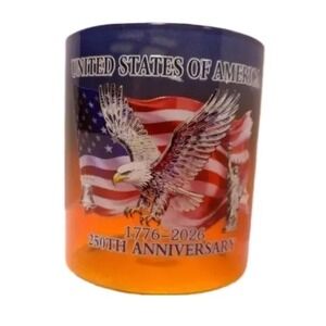 250th USA Anniversary 1776-2026 Eagle Flag Patriotic Lowball Whiskey Glass